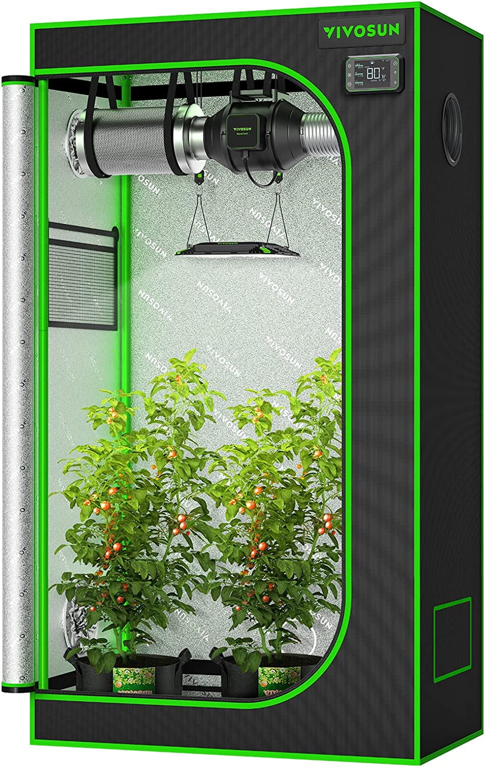VIVOSUN S326 36x20x63 Grow Tent, High Reflective Mylar with Observation Window and Floor Tray for Hydroponics Indoor Plant for VS1000/VS2000 PI9VZC